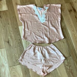 Vintage Lace Trim pink Sleepwear Set